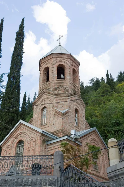 David Kostel Mamadaviti Svahu Mount Mtatsminda Kostela Hrobka Ruský Spisovatel — Stock fotografie