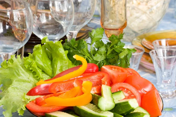 Raw Vegetables Cut Pieces Platter — Stock Photo, Image