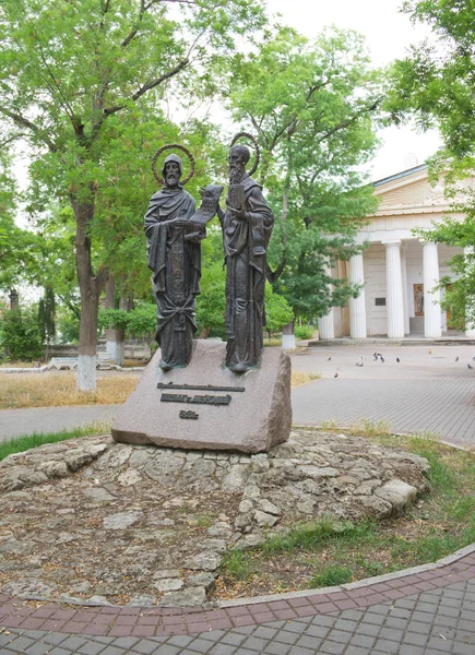 Sevastopol Crimea Giugno 2014 Monumento Cirillo Metodio Davanti Alla Cattedrale — Foto Stock