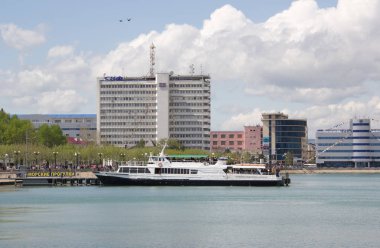 Rusya, Novorossiysk - 9 Nisan 2014: Novorossiysk ticari liman merkez ofisi görünümünü