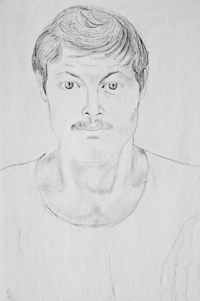 Porträt Eines Jungen Mannes Bleistift Auf Papier — Stockfoto