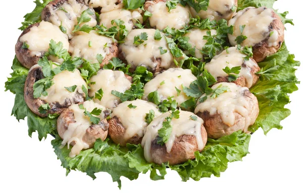 Delicious Stuffed Mushrooms Meat Cheese — Stock Photo, Image