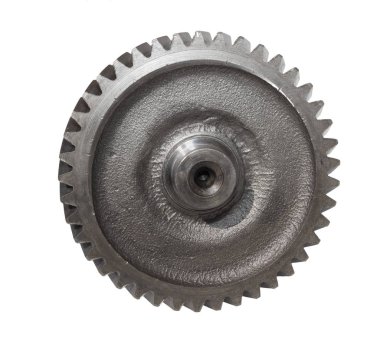 Beyaz arka plan üzerinde izole metal şaft vites