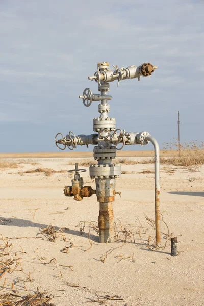 Pipe För Produktion Naturgas Från Brunnen Gasindustrin — Stockfoto