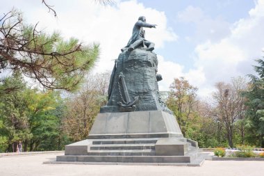 Sevastopol, Crimea-13 Ağustos 2012: 1853-1856 Kırım Savaşı kahramanı anıt Amiral Vladimir Kornilov Sevastopol