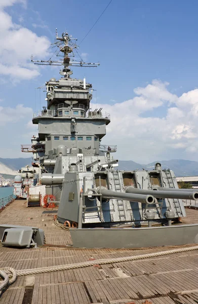 Novorossiysk Russia April 2010 Guns Artillery Cruiser Mikhail Kutuzov Artillery — Stock Photo, Image