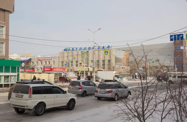 Yakoutsk Russie Mars 2019 Paysage Urbain Bâtiment Gare Routière Piscine — Photo