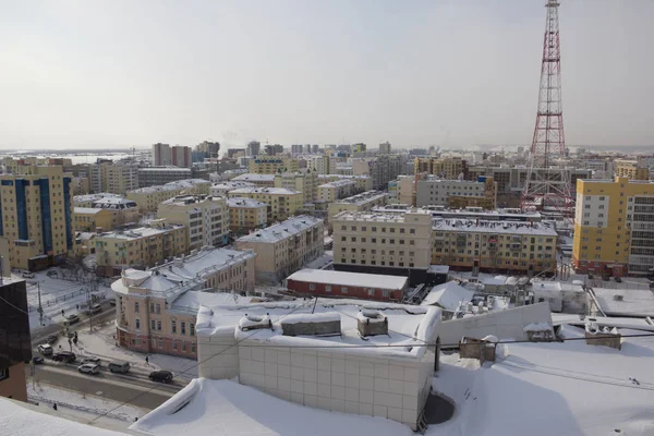 Yakutsk Russia March 2019 Urban Landscape Top View Winter City — Stockfoto