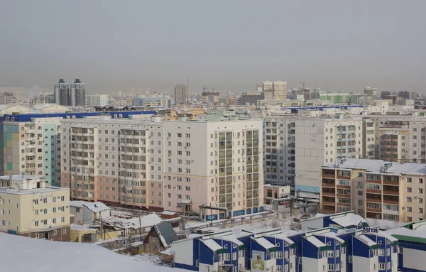 Yakutsk Rússia Março 2019 Paisagem Urbana Vista Superior Cidade Inverno — Fotografia de Stock