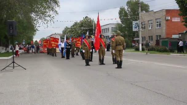 Primorsko Akhtarsk Rusia Mai 2017 Sărbătorirea Zilei Victoriei Mai Regimentul — Videoclip de stoc