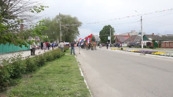 Primorsko Akhtarsk Russia May 2017 Celebration Victory Day May 胜利日的不朽军团 — 图库视频影像