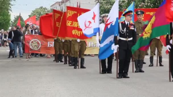 Primorsko Akhtarsk Russia May 2017 Celebration Victory Day May 胜利日的不朽军团 — 图库视频影像