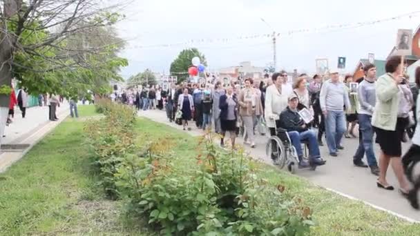 Primorsko Akhtarsk Ryssland Maj 2017 Firandet Segerdagen Den Maj Odödligt — Stockvideo