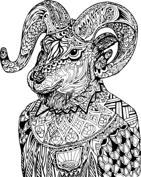 Розмальовка Антистрес Забарвлення Кози — стоковий вектор