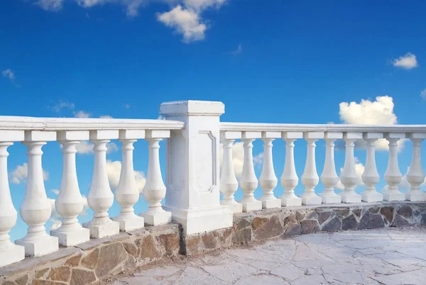 Balcony view on white clouds backspace Royalty Free Stock Photos