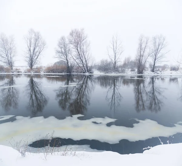 Kış nehir manzarası — Stok fotoğraf