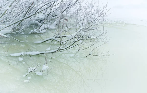 Зимовий пейзаж річка — стокове фото