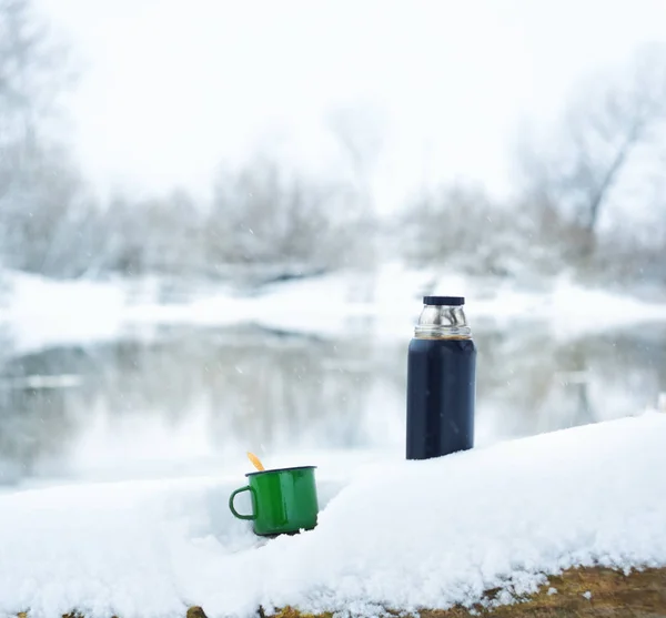 Chá quente frio do inverno — Fotografia de Stock