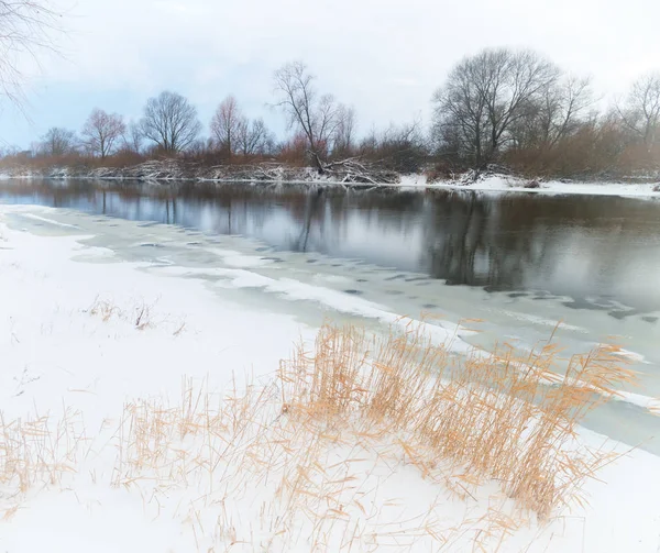 Ποταμός το χειμώνα. Φύση σύνθεση. — Φωτογραφία Αρχείου
