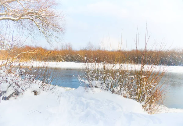 Vinter river. Naturen sammansättning. — Stockfoto