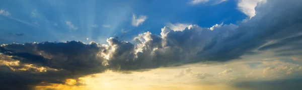 Sunset sky clouds panorama. — Stock Photo, Image