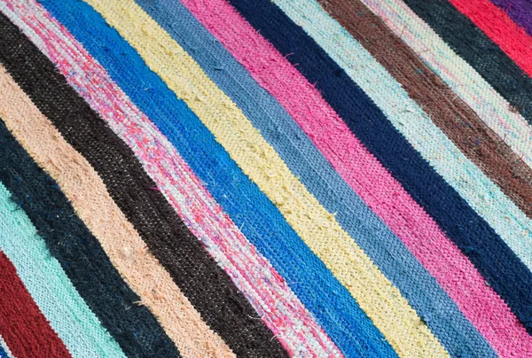 Πολύχρωμα Ριγέ Rug Texture Πολύχρωμα Ριγέ Κουβέρτας Που Γίνεται Από — Φωτογραφία Αρχείου