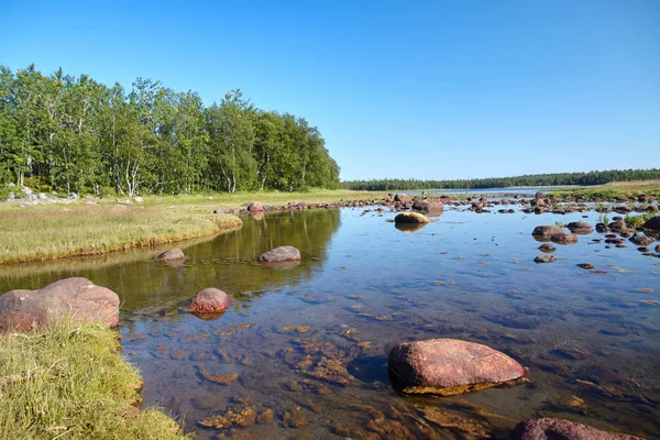 Břehu Bílého moře, velký Solovecké ostrov Stock Snímky