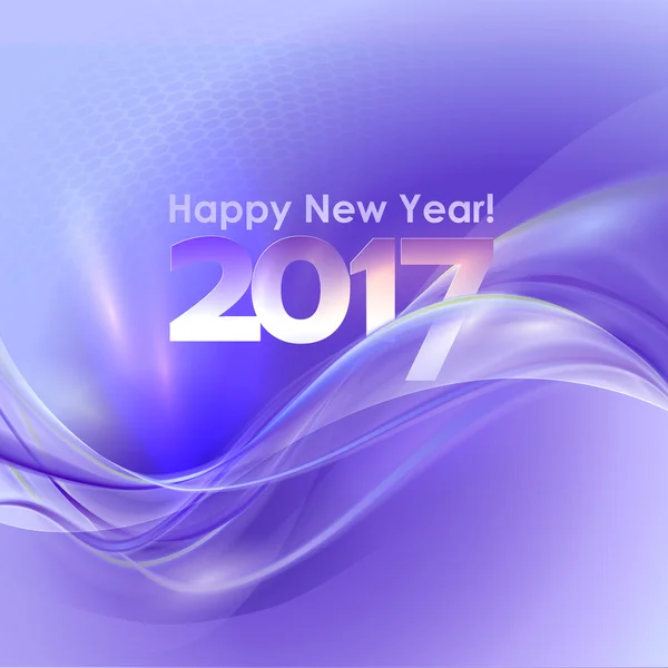 Happy New Year background with blue wave — Stock Vector