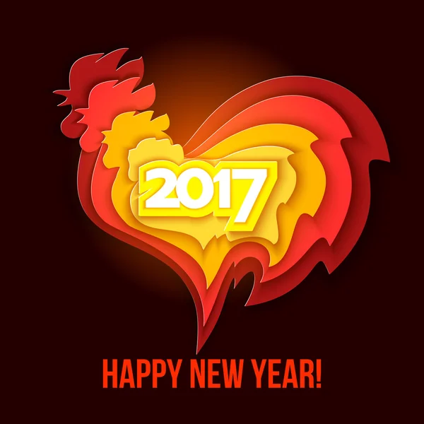 Feliz Ano Novo 2017 do galo vermelho . — Vetor de Stock