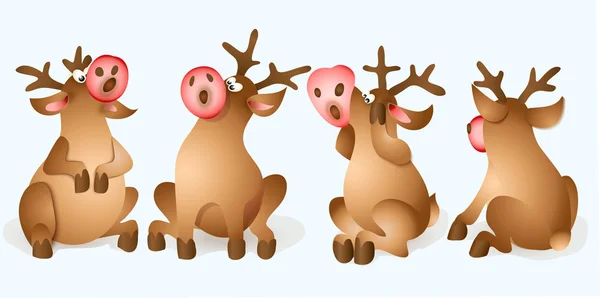 Coleção de renas de Natal — Vetor de Stock