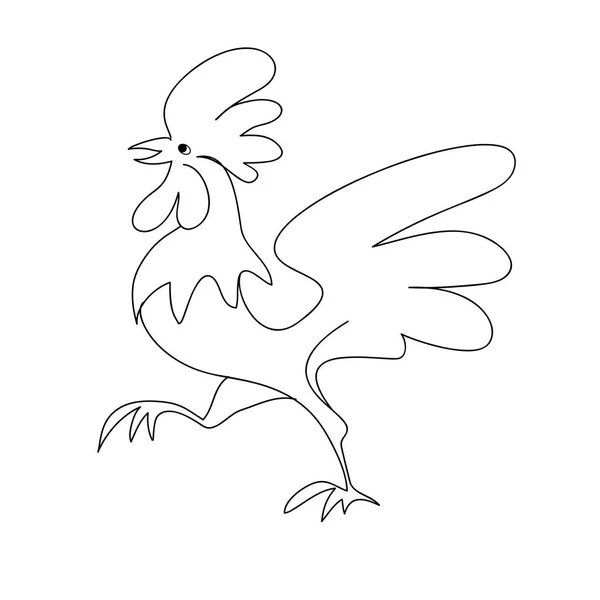 Gallo negro línea arte boceto de polla — Vector de stock