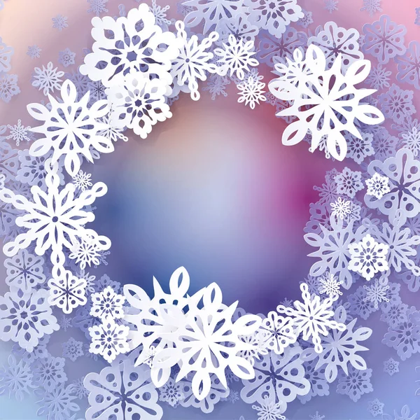 Marco redondo de nieve con lugar para texto . — Vector de stock