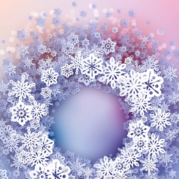 Marco redondo de nieve con lugar para texto . — Vector de stock