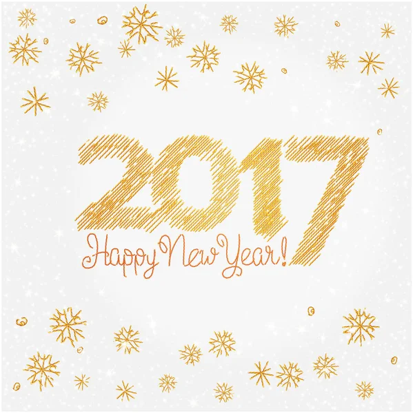 Happy New Year Embroidery Style — Stock Vector