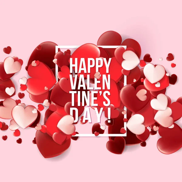 Tarjeta de San Valentín con corazones rojos — Vector de stock