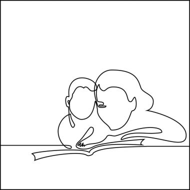 Basit çizgi roman bir annenin bebeğini holding