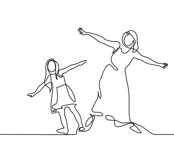 家庭与母亲和女孩在飞 — 图库矢量图片
