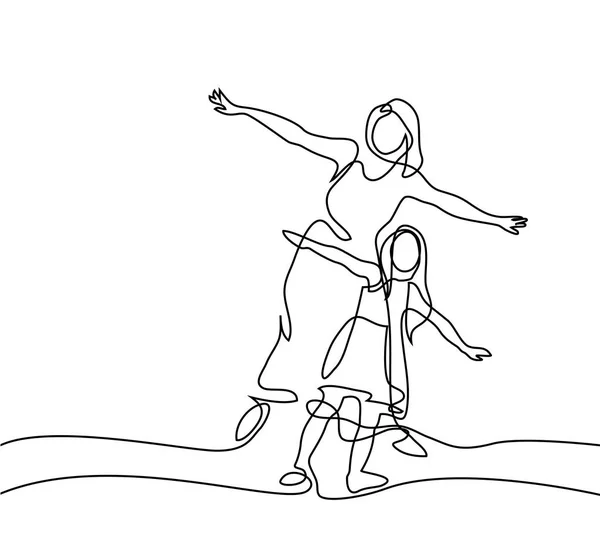 Família com mãe e menina na mosca —  Vetores de Stock