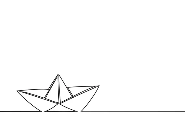 Desenho de linha contínua de barco de papel —  Vetores de Stock