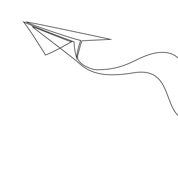 Kontinuerlig line tegning af papir fly – Stock-vektor