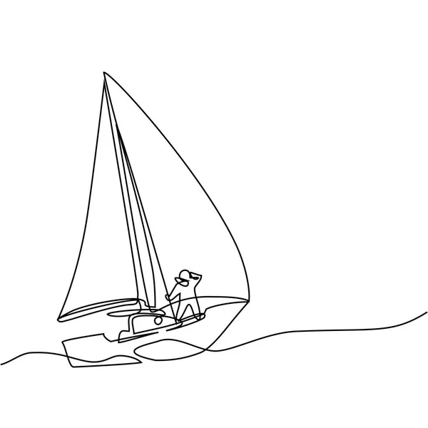 Dessin en ligne continue du bateau en papier — Image vectorielle