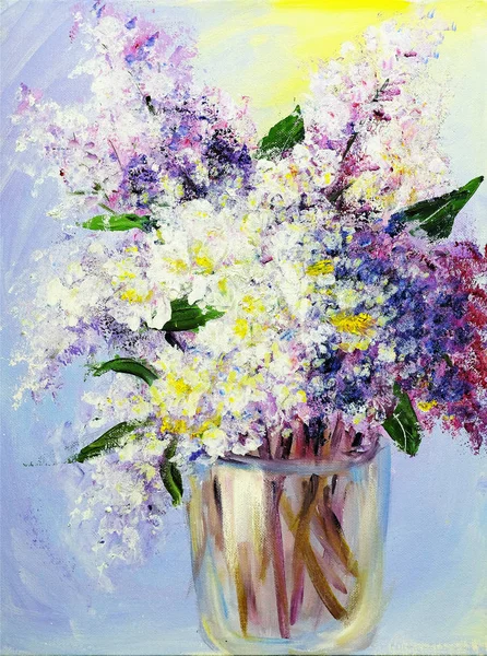 薄紫色の花瓶の花束 — ストック写真