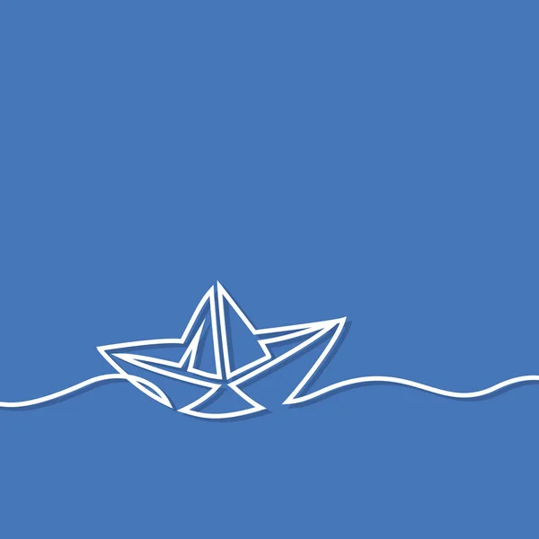 Dessin en ligne continue du bateau en papier — Image vectorielle