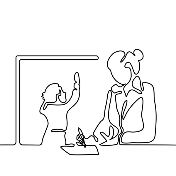 Professeur avec garçon écrivant sur le conseil scolaire de Chalk — Image vectorielle