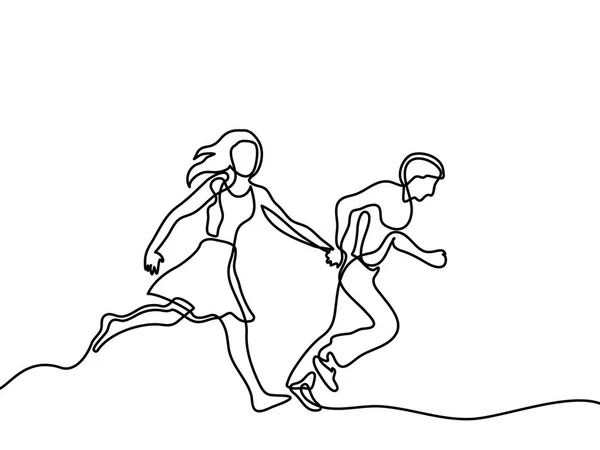 Ευτυχισμένο ζευγάρι τρέχει — Διανυσματικό Αρχείο