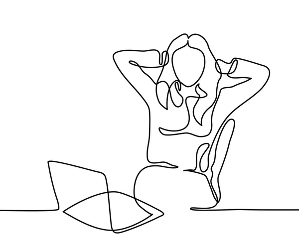 Onun laptop ile hayal kadın — Stok Vektör
