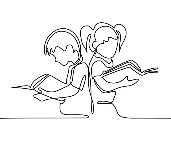 孩子们阅读的书籍。回到学校概念. — 图库矢量图片