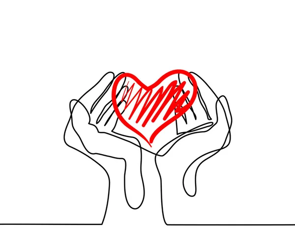 Manos sosteniendo un corazón — Vector de stock