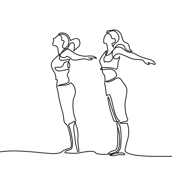 Dos mujeres haciendo ejercicio en pose de yoga — Archivo Imágenes Vectoriales