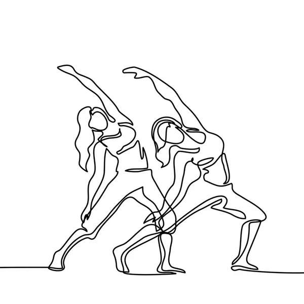 Deux femmes faisant de l'exercice dans la pose de yoga — Image vectorielle
